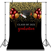 Lofaris Burgundy And Glitter Gold Balloons Graduation Backdrop